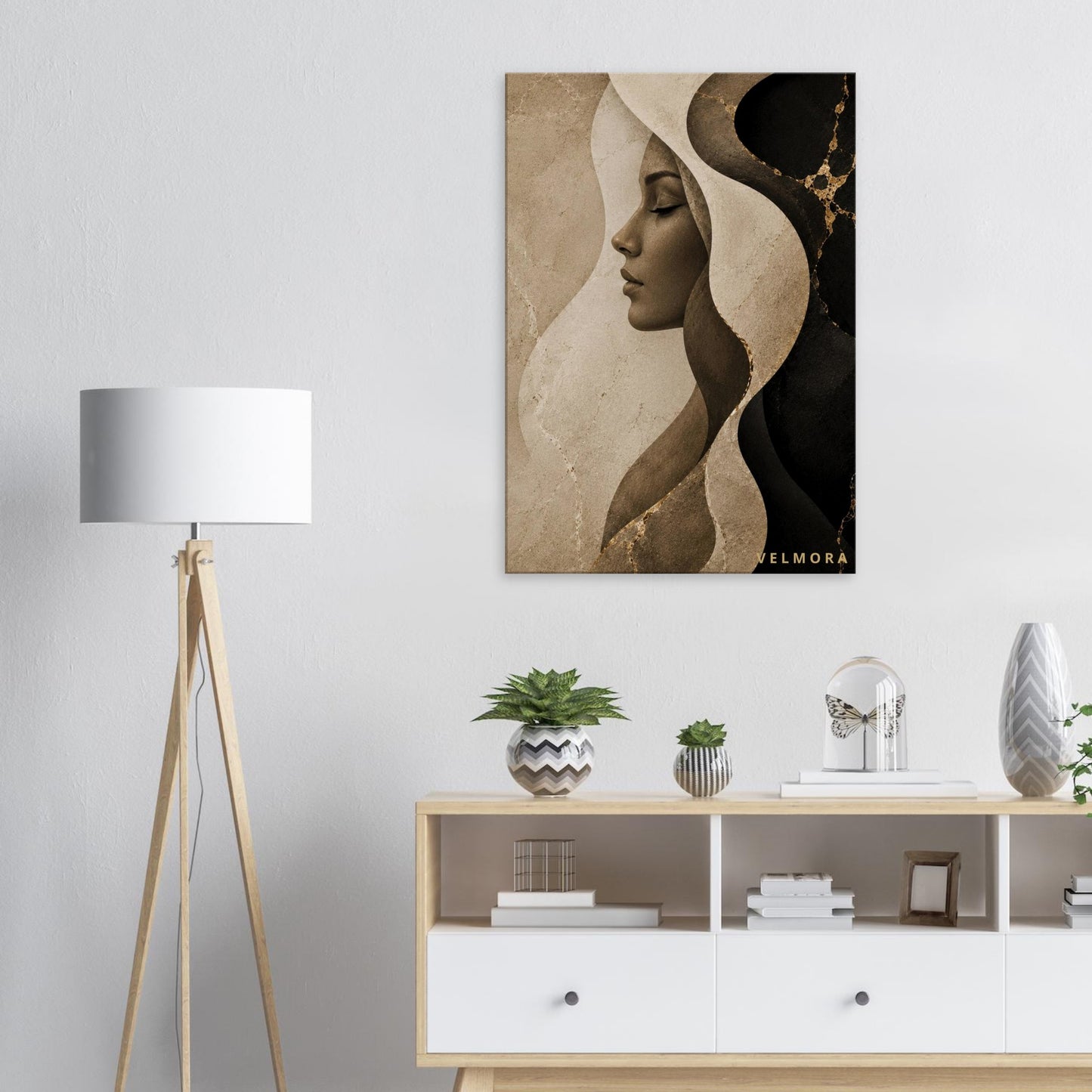 Herminia Lumière canvas i modern skandinavisk interiör för exklusiv inredning