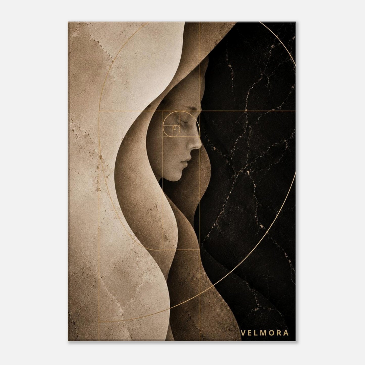 Herminia Aurea canvas i exklusiv beige interiör för modern inredning