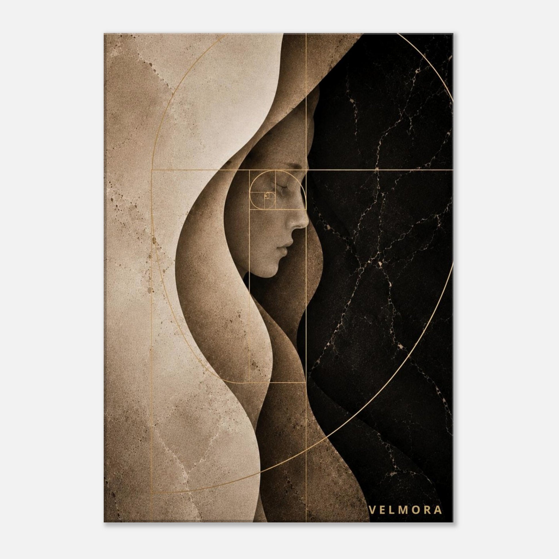 Herminia Aurea canvas i exklusiv beige interiör för modern inredning