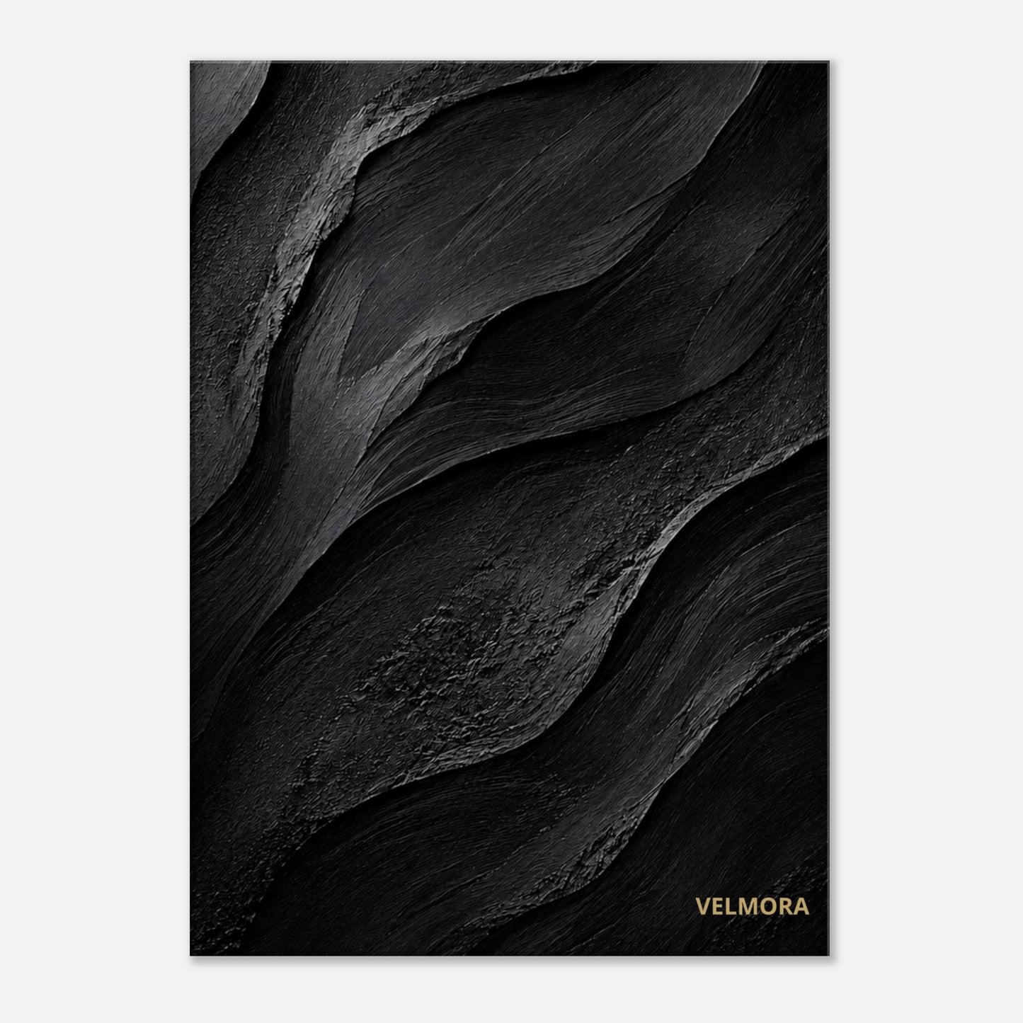 Mörk premium canvas med svarta organiska former och exklusiv gallerikvalitet